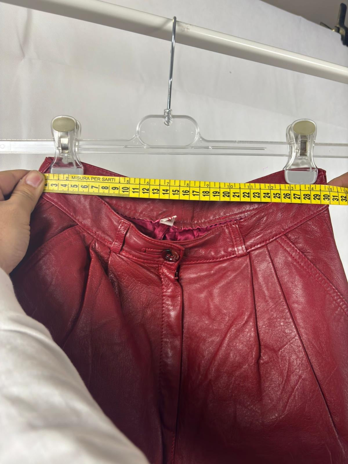 Pantaloni Vintage in Vera Pelle Rossa Anni ’80/’90