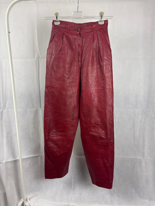 Pantaloni Vintage in Vera Pelle Rossa Anni ’80/’90
