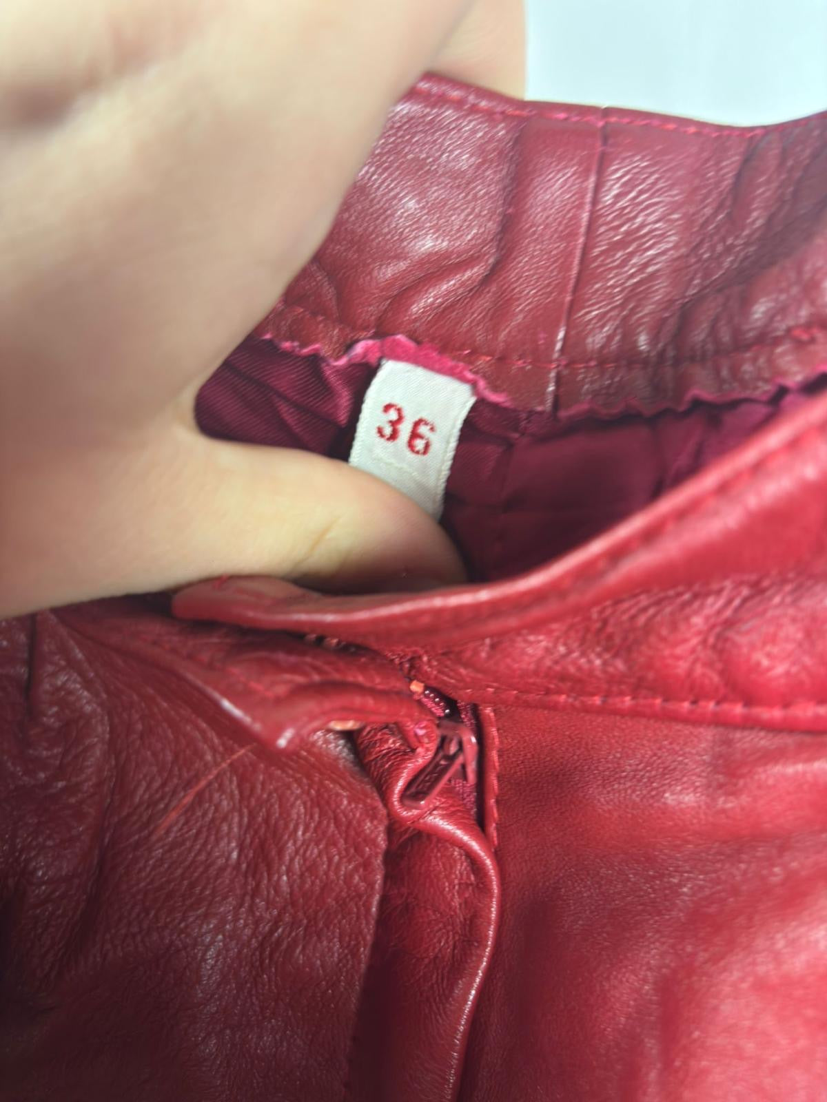 Pantaloni Vintage in Vera Pelle Rossa Anni ’80/’90