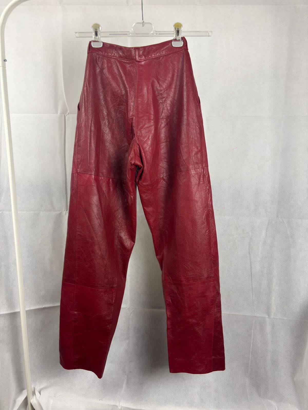 Pantaloni Vintage in Vera Pelle Rossa Anni ’80/’90