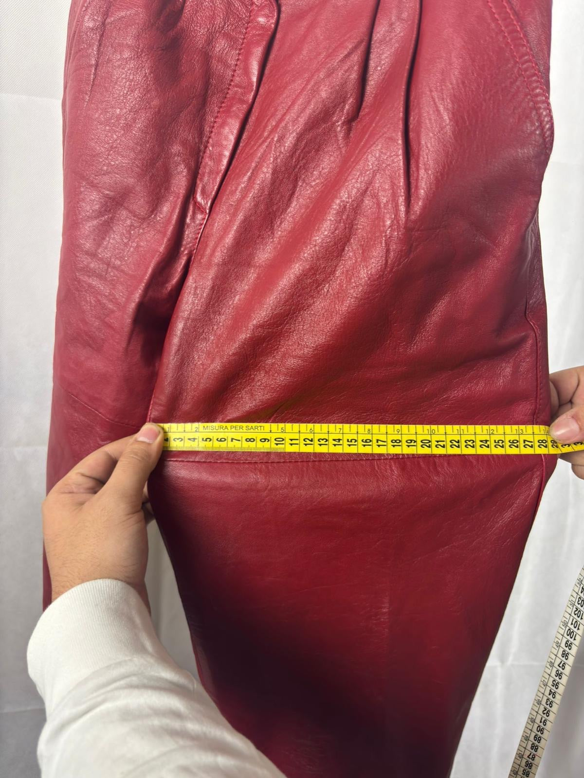 Pantaloni Vintage in Vera Pelle Rossa Anni ’80/’90