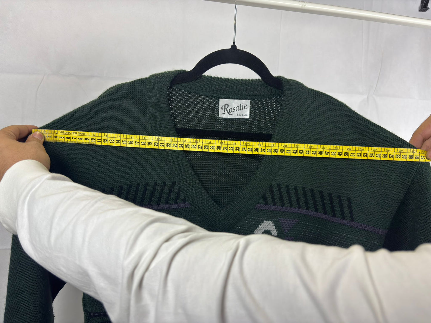 Maglione Vintage Rosalie - Verde Bosco - Fantasia Geometrica Retro
